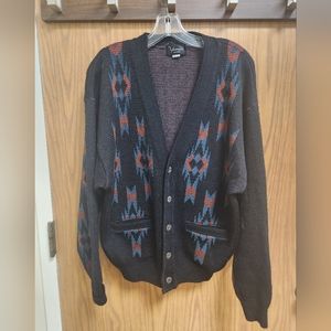 Yamato Sweater Cardigan Aztec Print Details Sz M. Vintage